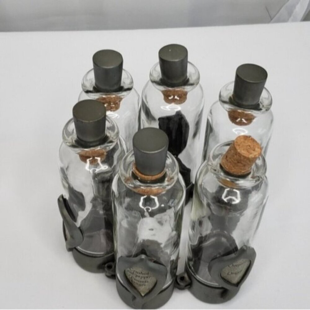 Unique Jars Spice Witchy Goth Silver Tone 6 Jars Kitchen Spells - Picture 6 of 16